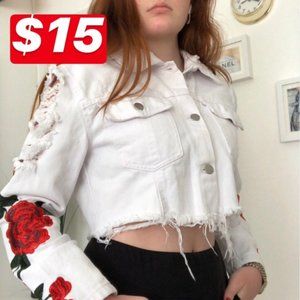 Gorgeous cropped/ ripped jacket.